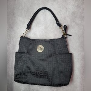 Tommy Hilfiger Black Patterned Shoulder Bag